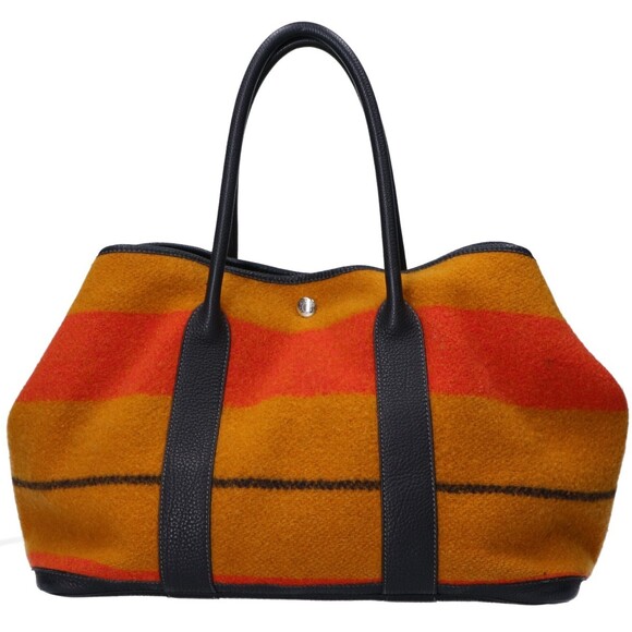 Hermès Handbags - HERMES Mustard Orange Black Garden Party 36 PM